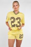 Oatmeal Leopard Base Print Varsity T-Shirt With Short Set