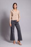 Cropped Gold Button Embellished Knit Cardigan