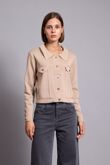 Cropped Gold Button Embellished Knit Cardigan