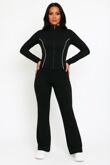 Black Active Lined Zipped Jacket With Flare Trouser
