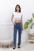 Blue Studded Wide Leg Denim Jeans