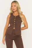 Chocolate Rib Knit Waistcoat And Trouser Co-Ord Set