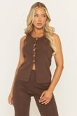 Chocolate Rib Knit Waistcoat And Trouser Co-Ord Set