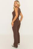 Chocolate Rib Knit Waistcoat And Trouser Co-Ord Set