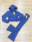 Navy Cropped Zipped Hoodie With Bell Bottom Trouser