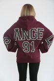 Wine Oversized Drop Shoulder Los Angeles 91 Zipped Hoodie