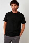 Black Embossed Lion Medallion Design T-Shirt