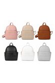  Front Pocket & Double Zip Pebbled Faux Leather Backpack Bag
