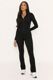 Black Active Ribbed Zipped Jacket With Flare Trouser