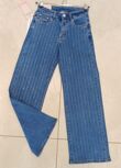 Blue Wide Leg Studded Stripe Jeans
