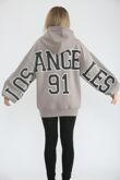 Dove Grey Oversized Drop Shoulder Los Angeles 91 Hoodie