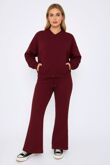 Wine Bomber Sweatshirt With Flared Trouser