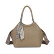 Embossed Shoulder Tote Bag with Scarf Detail