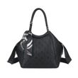 Embossed Shoulder Tote Bag with Scarf Detail