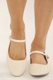 Nude Woven Mary Jane Ballet