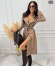 Elegant Suede Belted Trench Coat
