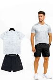 White With Black Quick Dry Athletic T-Shirt With Running Short