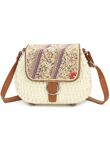 Beaded Straw Crossbody Bag