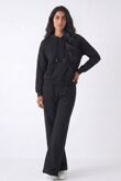 Black Butterfly Embossed Hoodie Straight Leg Jogger