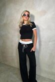 Contrast Waistband Trouser And Crop Top Co-Ord Set