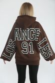 Chocolate Oversized Drop Shoulder Los Angeles 91 Hoodie