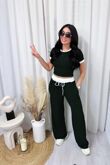Contrast Waistband Trouser And Crop Top Co-Ord Set