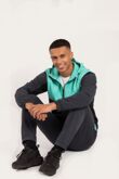 Mint Colorblock Zip Front Hooded Jacket With Tapered Jogger Set