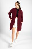 Longline Cable Knit Open Front Pocket Cardigan