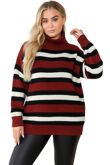 Contrast Striped Knit Turtleneck Sweater