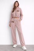 H-Buckle Detail Cropped Zipped Hoodie With Wide Leg Joggers