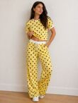 Contrast Waistband Polka Dot Trouser And Crop Top Co-Ord Set