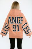 Dusty Pink Oversized Drop Shoulder Los Angeles 91 Hoodie