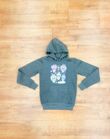 Charcoal Oversized Printed Pullover Fleece Hoodie