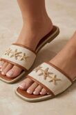 Camel Metallic Starfish Canvas Sliders