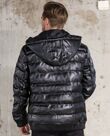Black Pu Bubble Jacket With Detachable Hood