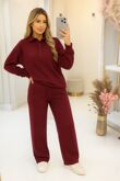 Wine Light Interlock Oversized Rugby Top and Trouser Set