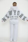 Bleach Grey Drop Shoulder NEW YORK Printed Hoodie With Trouser