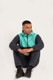 Mint Colorblock Zip Front Hooded Jacket With Tapered Jogger Set