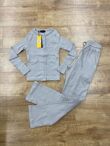 Dove Grey Kids Ribbed Molly Button Through Top and Wide Leg Trousers