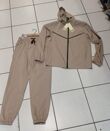 Oatmeal Hooded Windbreaker Jacket With Jogger