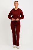Wine Cropped Zipped Hoodie With Bell Bottom Trouser