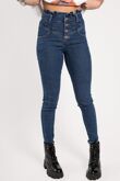 Blue Button Front Paperbag Waist Jeans