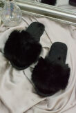 Job Lot Fluffy Faux Fur Slider Slippers