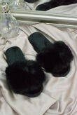 Job Lot Fluffy Faux Fur Slider Slippers