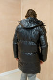 Black Longline Shiny Puffer Jacket