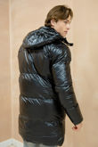 Black Longline Shiny Puffer Jacket
