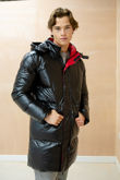 Black Longline Shiny Puffer Jacket