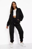 Plus Size Black Oversized Zip Hooded Tracksuit