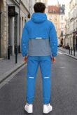 Black High Vis Colour Block Slim Fit Hooded Jacket & Joggers