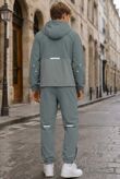 Charcoal High Vis Colour Block Slim Fit Hooded Jacket & Joggers